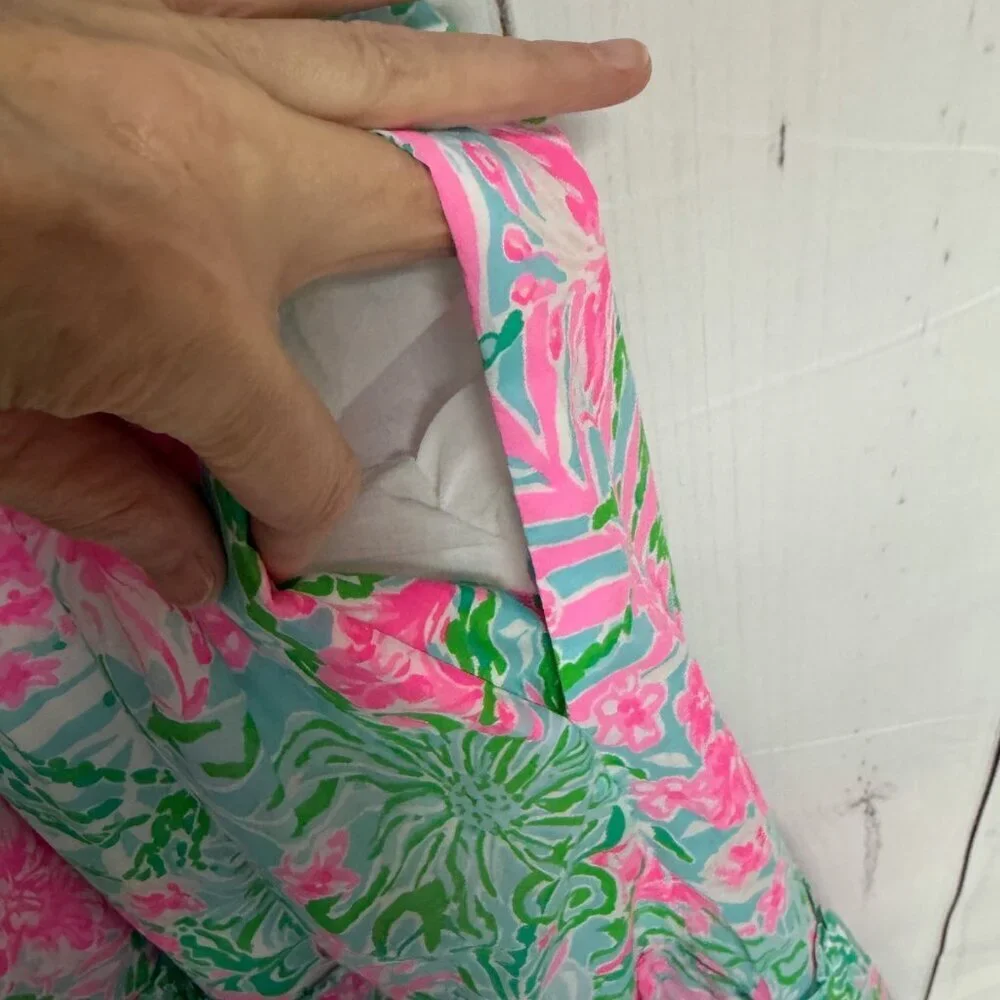 Lilly Pulitzer Hadley Smocked Midi Dress Medium Amalfi Blue Leaf It Wild NWT - Picture 7 of 15